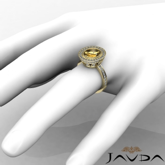 1.25Ct Diamond Engagement Ring Oval Shape Semi Mount Halo Setting 14k Gold Yellow