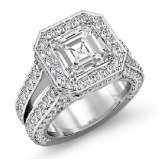 Pave Set Circa Halo Bridge diamond Ring 18k Gold White