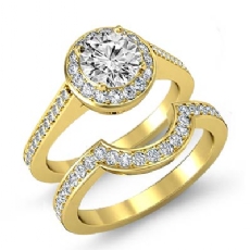 Filigree Pave Halo Bridal Set diamond  14k Gold Yellow