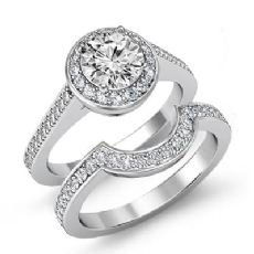 Filigree Pave Halo Bridal Set diamond Ring 18k Gold White