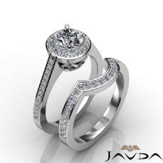 Filigree Pave Halo Bridal Set diamond Ring Platinum 950