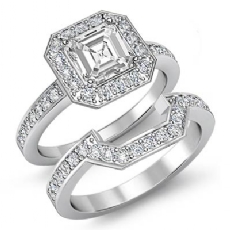 Halo Pave Setting Bridal Set diamond Ring 14k Gold White