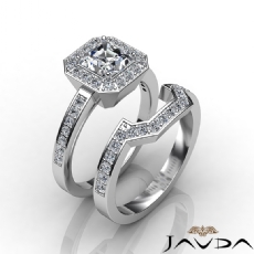 Halo Pave Setting Bridal Set diamond Ring 18k Gold White