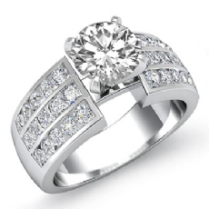 3 Row Channel Set Shank diamond Ring Platinum 950