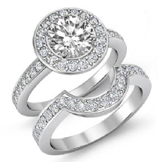 Wedding Halo Bridal Set diamond Ring Platinum 950