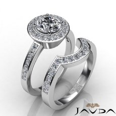Wedding Halo Bridal Set diamond Ring Platinum 950