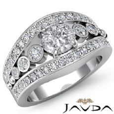 Bezel Setting Sidestone diamond Ring 18k Gold White
