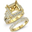 3.4Ct Diamond Engagement Ring Princess Halo Bridal Sets 18k Gold Yellow Setting