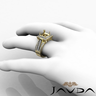1.25Ct Diamond Engagement Ring 14k Gold Yellow Princess Semi Mount Halo Setting