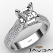 Halo Pave Set Diamond Engagement Cushion Semi Mount Ring Platinum 950 1.45Ct - javda.com 