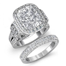 Antique Bridal Set Halo diamond Ring 14k Gold White