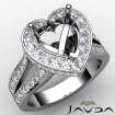 Heart Semi Mount Diamond Engagement Ring 14k White Gold Pre-Set Split Shank 1.31Ct - javda.com 