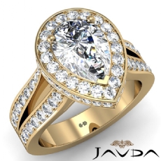 Halo Pave Set V-Shaped Shank diamond  18k Gold Yellow