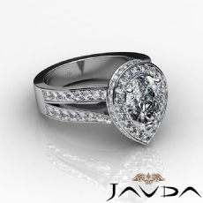 Halo Pave Set V-Shaped Shank diamond Ring 18k Gold White