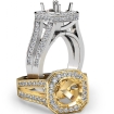 Pre-Set Diamond Engagement Ring Platinum 950 Cushion Semi Mount Split Shank 1.34Ct - javda.com 