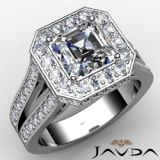 Halo Split Shank Cathedral diamond Ring 14k Gold White