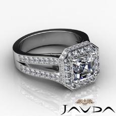 Halo Split Shank Cathedral diamond Ring 18k Gold White
