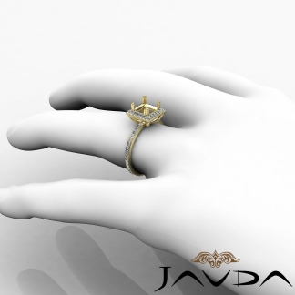 1Ct Diamond Engagement Ring Princess Cut Semi Mount 14k Gold Yellow Halo Setting