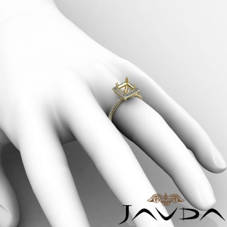 1Ct Diamond Engagement Ring Princess Cut Semi Mount 14k Gold Yellow Halo Setting