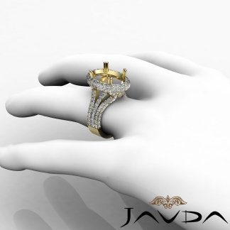 2.15Ct Diamond Vintage Engagement Ring Halo Setting 18k Gold Yellow Oval Semi Mount