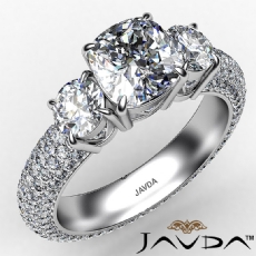 3 Stone Prong Eternity Shank diamond Ring 18k Gold White