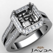 Halo Setting Diamond Engagement Asscher Ring Platinum 950 Semi Mount 0.88Ct - javda.com 