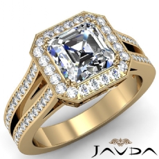 Split Shank Halo Pave Filigree diamond Ring 18k Gold Yellow