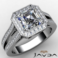 Split Shank Halo Pave Filigree diamond Ring 18k Gold White