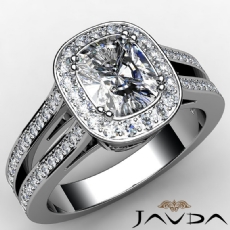 Filigree Halo Pave Split Shank diamond Ring 18k Gold White