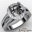 Diamond Engagement Ring 18k White Gold Halo Setting Round Cut Semi Mount 0.85Ct - javda.com 