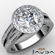 Split Shank Halo Pave Filigree diamond Ring 18k Gold White