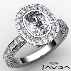 Bezel Halo Fine Pave Set diamond Ring 18k Gold White