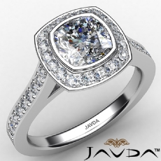 Micro Halo Pave Bezel Set diamond Ring 18k Gold White