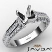 Diamond Solitaire Engagement Cushion Semi Mount Ring Set 14K White Gold 1 Ctw.