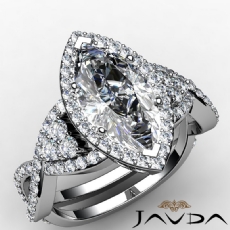 Criss Cross Shank Halo Pave diamond Ring 18k Gold White