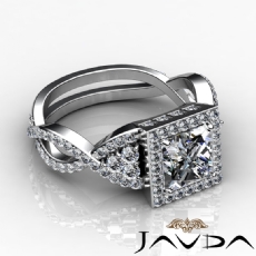 Twisted Shank Halo Micro Pave diamond Ring 18k Gold White