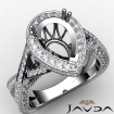Diamond Engagement Pear Semi Mount Halo Pave Setting Ring Platinum 950 1.45Ct - javda.com 