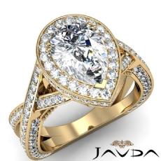 Crown Halo Filigree Basket diamond Ring 14k Gold Yellow