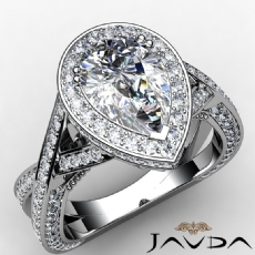 Crown Halo Filigree Basket diamond Ring 18k Gold White