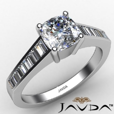4 Prong Channel Baguette Set diamond Ring Platinum 950