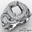 Cushion Semi Mount Halo Pave Setting Diamond Engagement Ring Platinum 1.28Ct