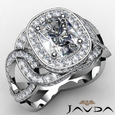 Halo Pave Interlocking Shank diamond Ring 18k Gold White
