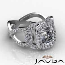 Halo Pave Interlocking Shank diamond Ring Platinum 950