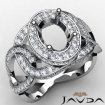 Halo Pave Setting Oval Semi Mount Diamond Engagement Ring Platinum 950 1.33Ct - javda.com 
