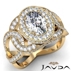 Twisted Style Halo Pave diamond  14k Gold Yellow