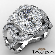 Twisted Style Halo Pave diamond Ring 14k Gold White
