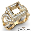 Diamond Engagement Princess Semi Mount Halo Pave Set Ring 18k Gold Yellow 1.25Ct