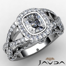 Cross Shank Bezel Halo diamond Ring 18k Gold White