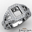 Emerald Semi Mount Diamond Engagement Ring 18k White Gold Halo Setting 1.38Ct - javda.com 