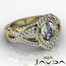 Bezel Halo Pave Twisted Shank diamond Ring 18k Gold Yellow